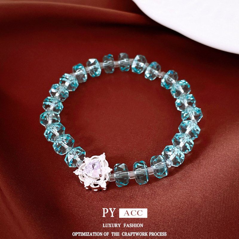 手饰爱心珠时尚吊坠串珠小众设计高级感手链锆石百搭轻奢简约手环