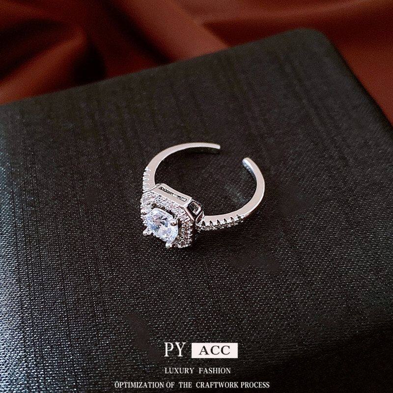 开口复古圆形宫廷风精致戒指戒法式镂空高级锆石手饰食指女五件套