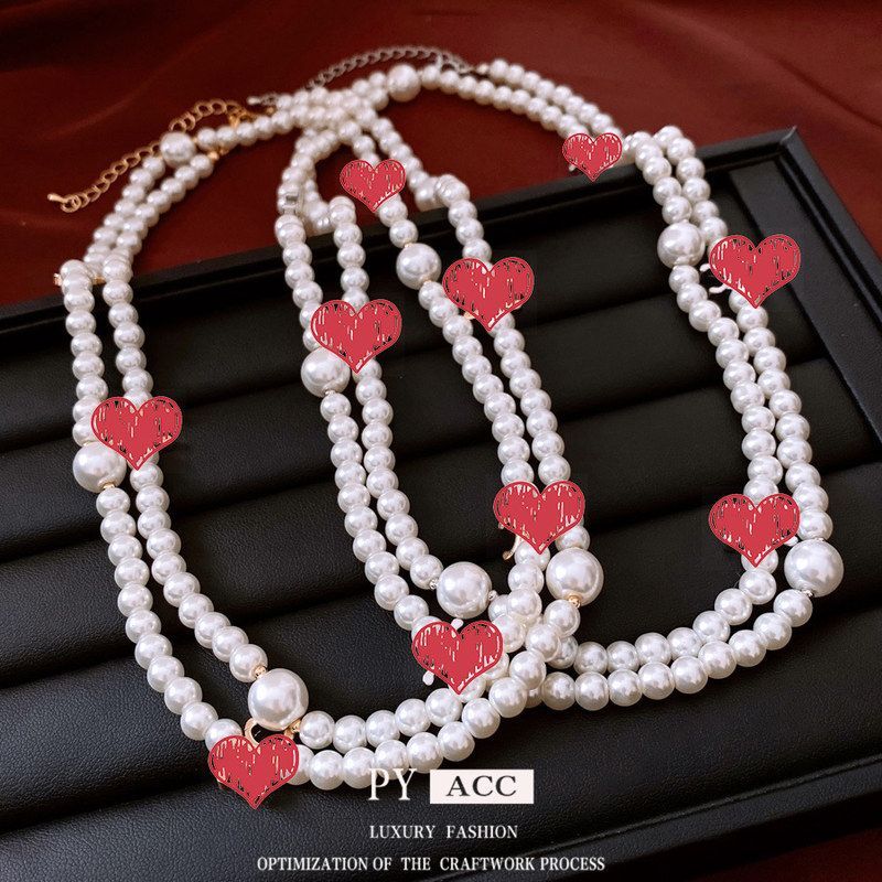 调节小众大气轻奢复古法式项饰项链独特毛衣链可女玻璃高级感珍珠