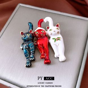 小猫小众中古vintage别针设计感彩色滴油西装 轻奢风胸针复古配饰