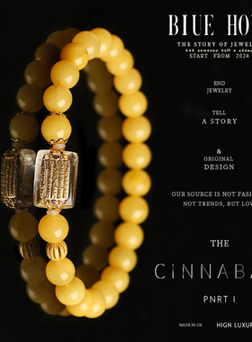 Blue hour七夕节天然蜜蜡水晶手串女款原创纯银轻奢小众精致手链