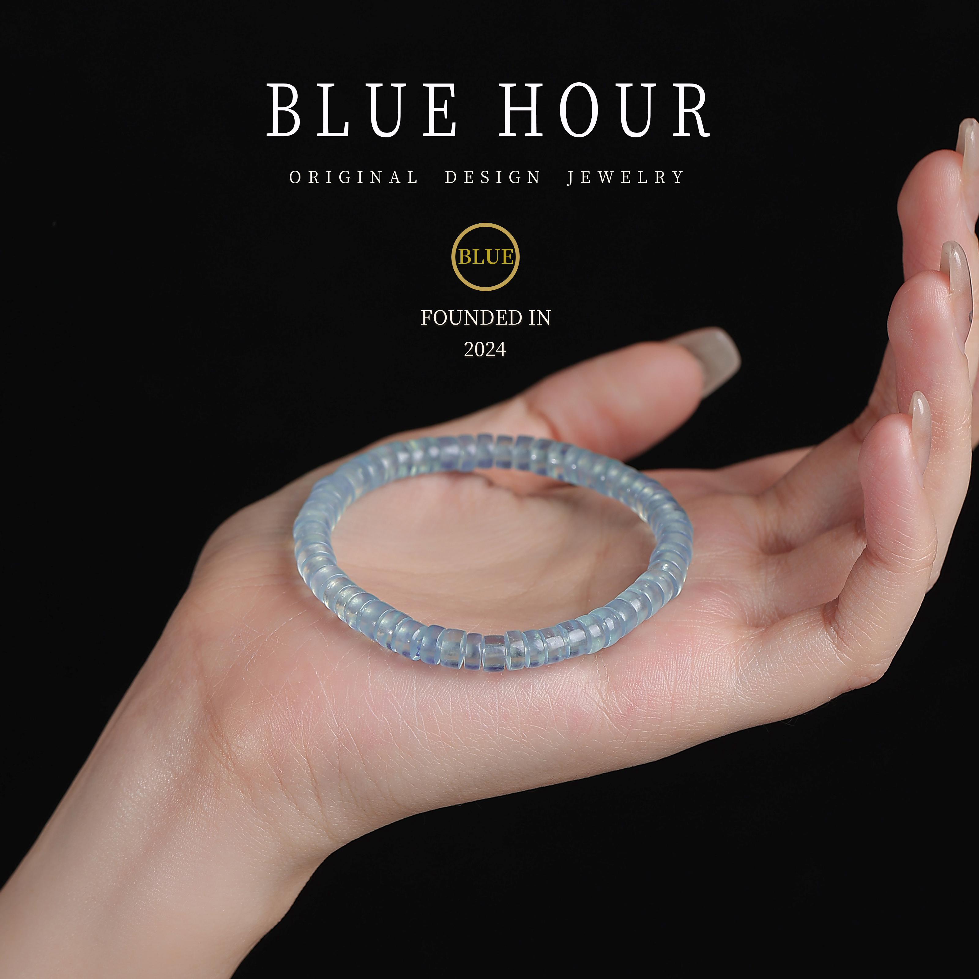 Blue hour天然海蓝宝手串女款高级感精致直切海蓝宝手链送女生