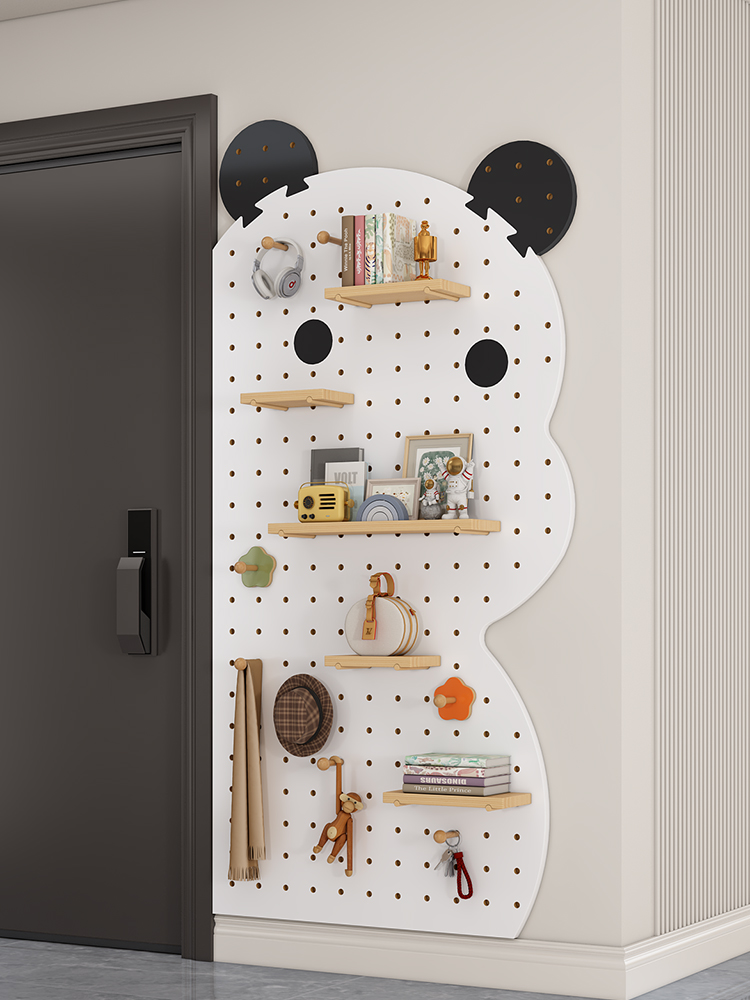 定制熊洞板储物架入口架木制展示柜储物墙装饰实木隔断架