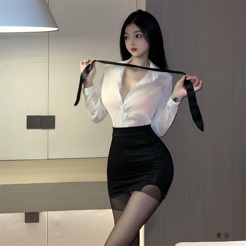 jk制服性感套装御姐风秘书纯欲夏天上衣衬衣修身ol职业白衬衫女夏