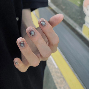 天池|未来机械感系列魔镜粉闪电蓝色晕染手工穿戴甲男女通用美甲