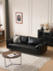 双人沙发小户型客厅现代简约轻奢公寓折耳式 覆古出租房黑色皮沙发