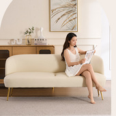 奶油休闲猫抓皮艺沙发窄款 小户型服装 店休息区门店接待双人沙发