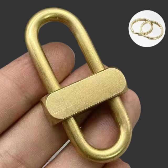 黄铜手工鲁班锁中字扣快开按压钥钥匙扣