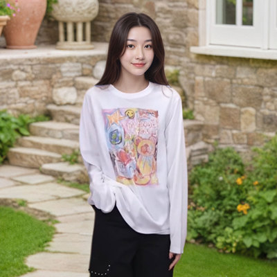 MieleKohler卡通趣味涂鸦T恤女