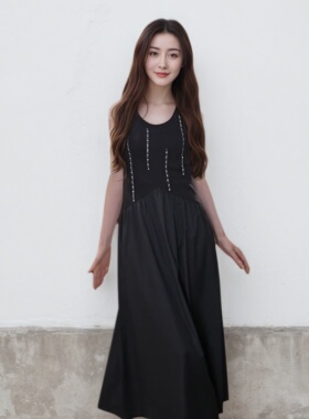 Miele Kohler夏季新款重工设计链接拼接吊带连衣裙女MKKQ88808