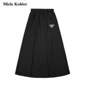 百褶裙子 气质收腰显瘦工装 Miele Kohler黑色微弹A字半身裙女新款