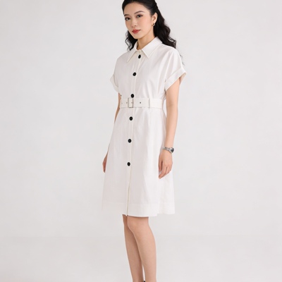 高级感纯色百搭收腰连衣裙