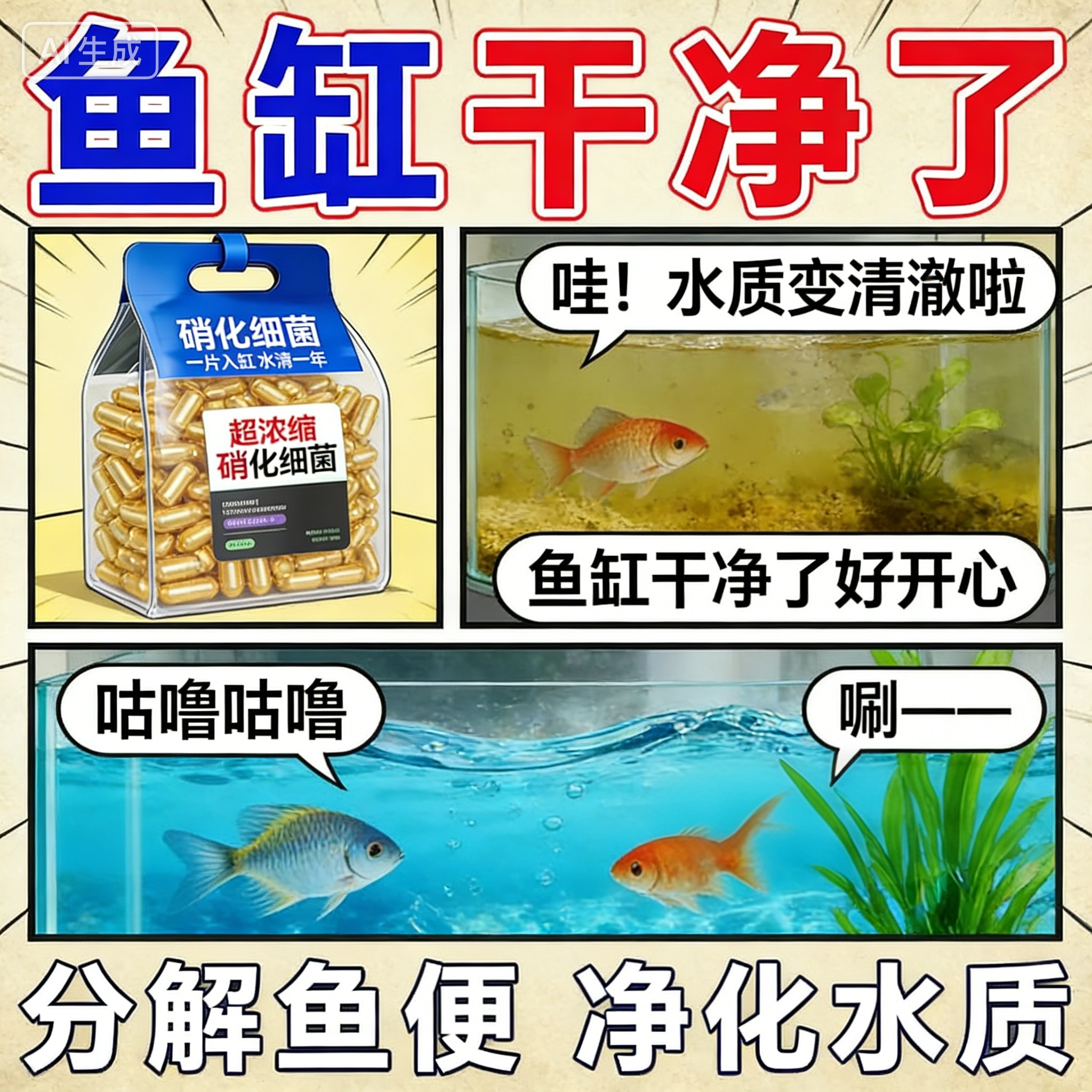 硝化细菌鱼缸用净水剂鱼囊养鱼净化水质稳定剂分解鱼粪消化益生菌,宠物/宠物食品及用品,其他益生菌,淘宝优惠券,粉丝福利购,淘宝优惠卷