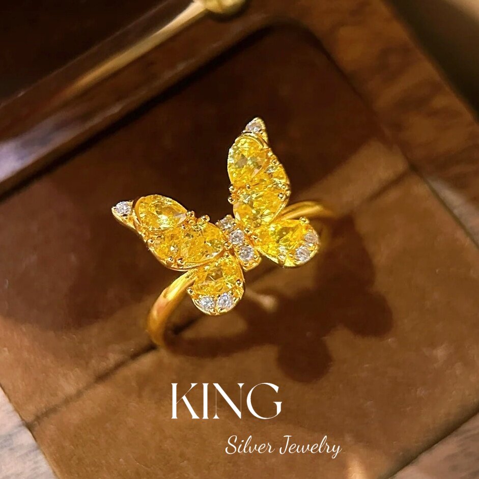 king银饰珠宝S925银蜜罐金蝶戒指