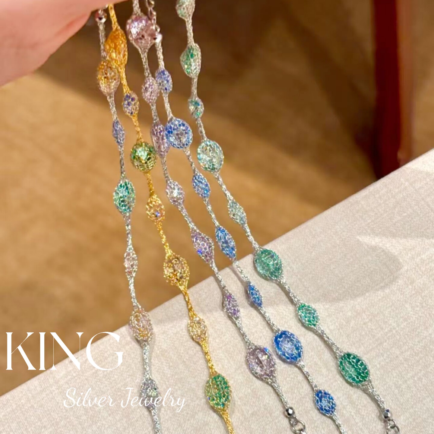 king银饰珠宝S925网兜钱袋子手链