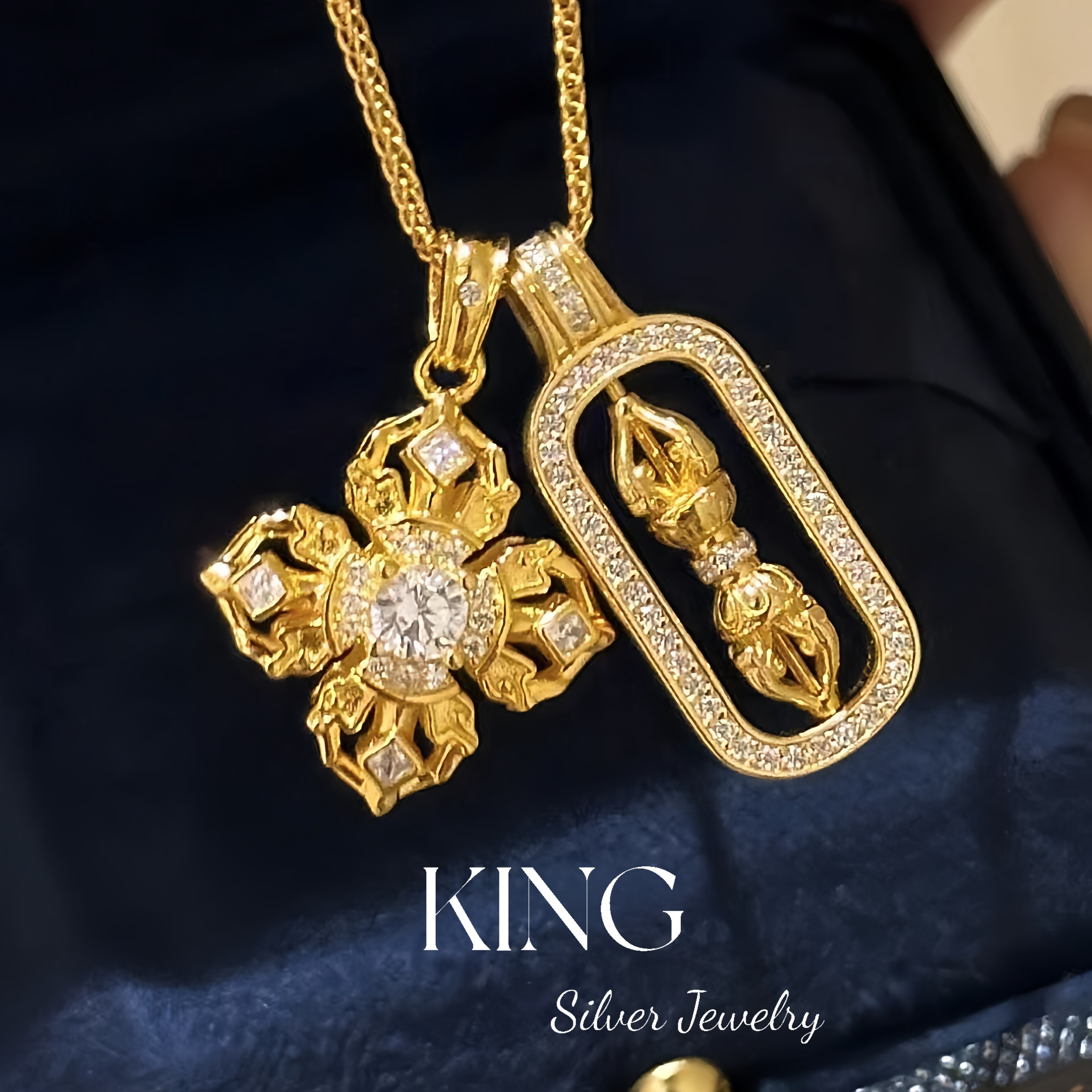 king银饰珠宝古法重工金刚杵项链