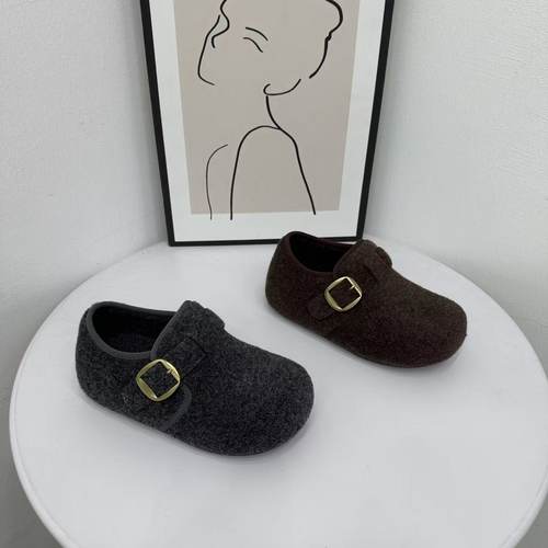 加绒毛呢勃肯鞋女款2025年新款冬季爆款灰色百搭单鞋休闲豆豆鞋子