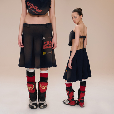 cozydoll机车运动风低腰裙套装