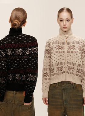 COZYDOLL斯拉夫风羊毛圣诞慵懒美式复古保暖针织费尔岛毛衣外套