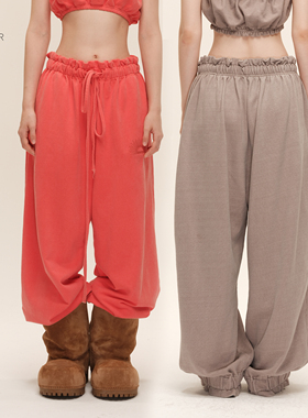 COZYDOLL美式街头花苞休闲长裤女慵懒垂坠感高腰百搭显瘦运动卫裤