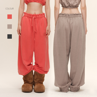 女慵懒垂坠感高腰百搭显瘦运动卫裤 COZYDOLL美式 街头花苞休闲长裤