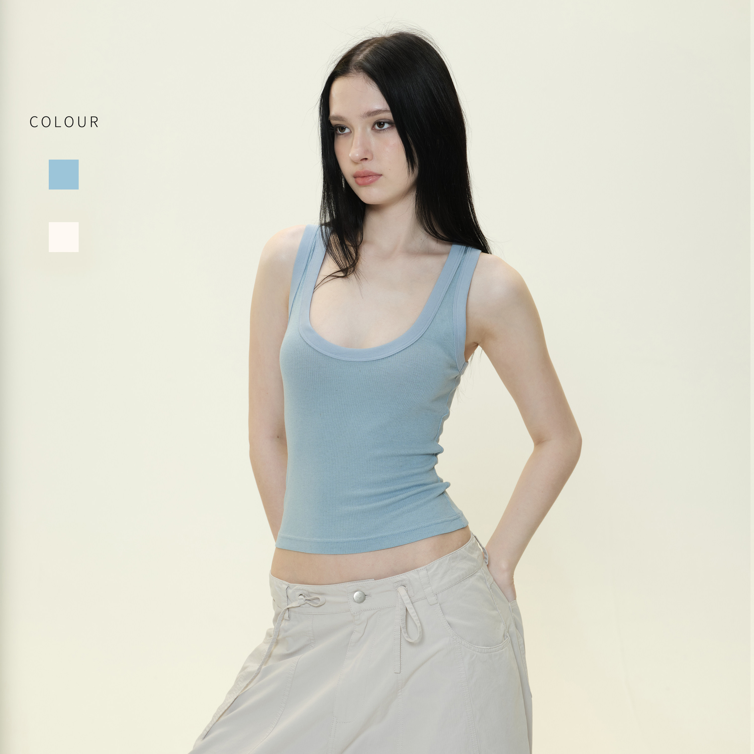 COZYDOLL【显瘦神器】大U领软糯亲肤遮副乳显瘦背心弹力无袖上衣
