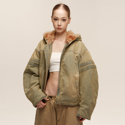 COZYDOLL斯拉夫风连帽牛仔棉服