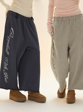 COZYDOLL【不拖地】美式复古街头卫裤女印花宽松慵懒休闲阔腿长裤