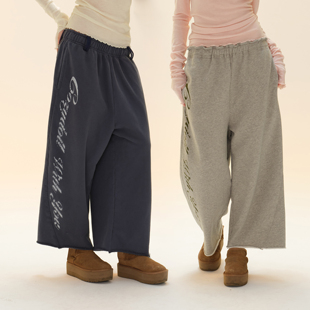 COZYDOLL【不拖地】美式复古街头卫裤女印花宽松慵懒休闲阔腿长裤