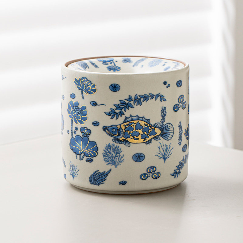 鱼藻纹茶渣缸复古陶瓷建水功夫茶具废水缸功夫茶台废水收纳容器,餐饮具,茶道/零配,淘宝优惠券,粉丝福利购,淘宝优惠卷