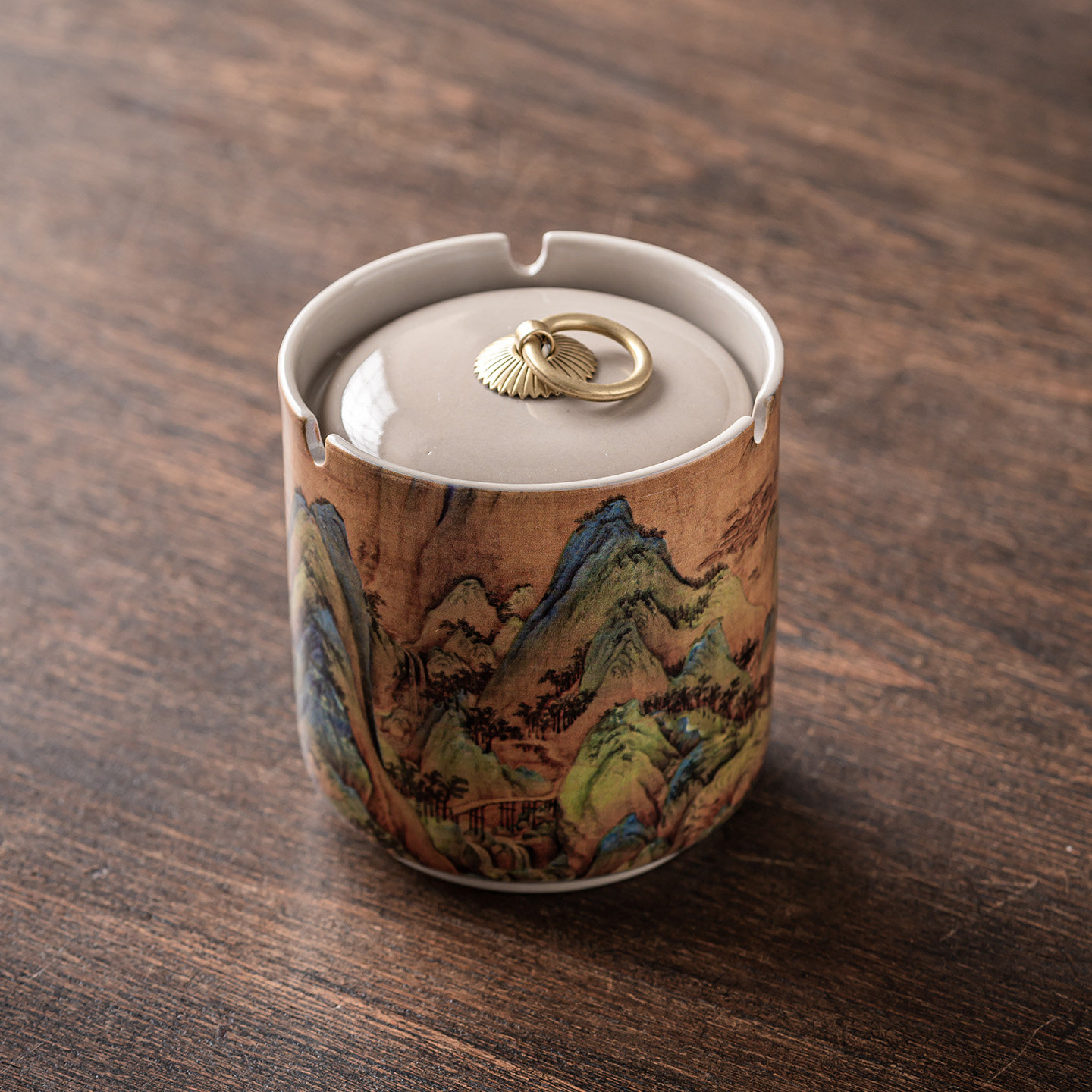 陶瓷烟灰缸宾馆酒店餐厅饭店简约带盖圆型烟盅烟灰缸防烟灰个性缸