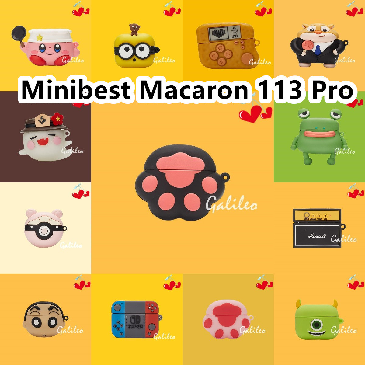 适用于Minibest Macaron 113 Pro耳机套可爱卡通保护套新款硅胶软壳无线蓝牙耳机壳防摔情侣潮充电仓盒NO.1