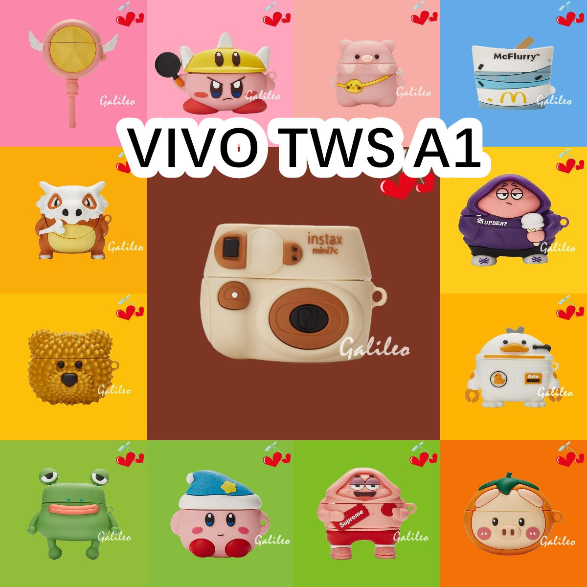 适用于VIVO TWS A1耳机套卡通纯色保护套硅胶软壳无线蓝牙耳机壳防摔情侣潮充电仓盒子