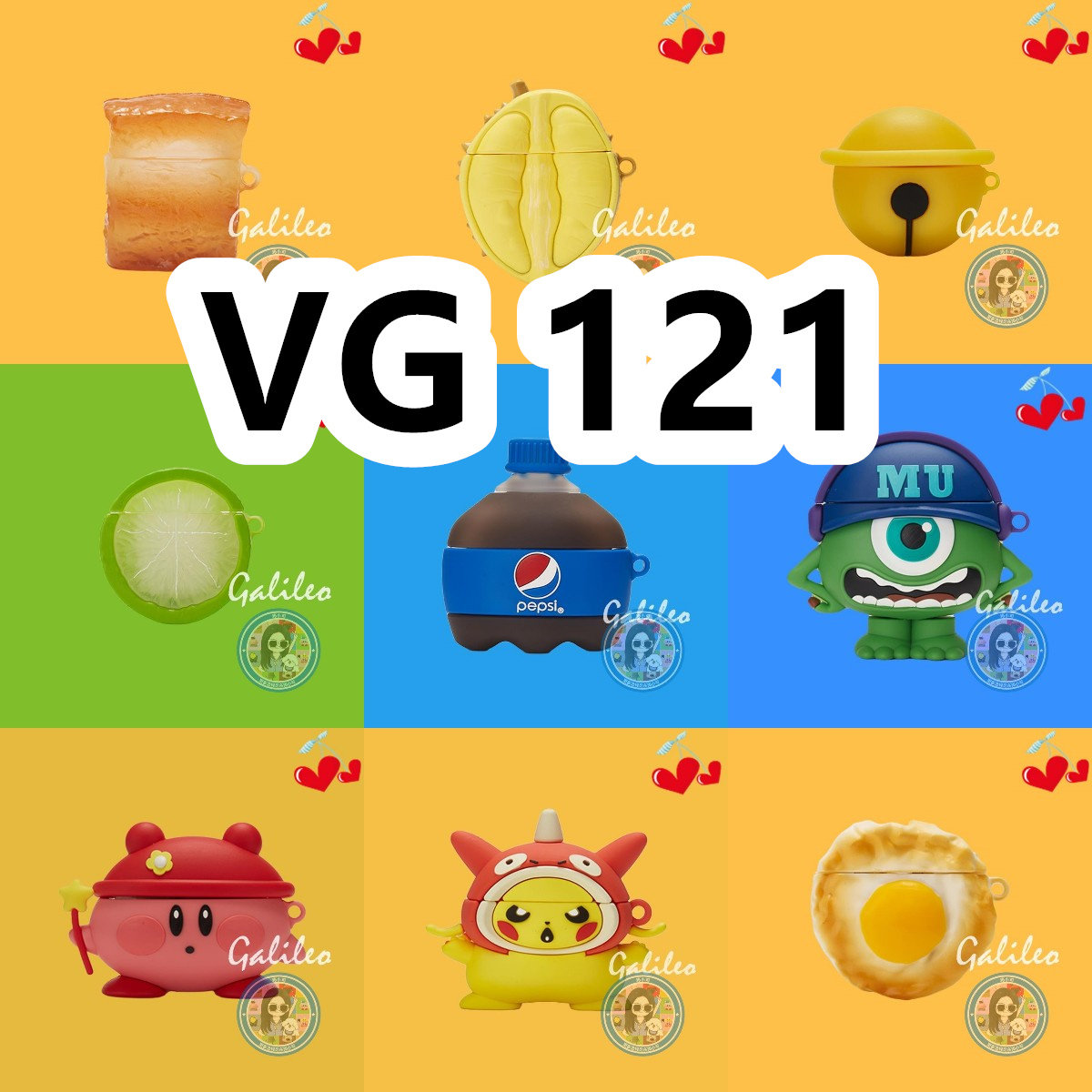 适用于VG 121耳机套卡通纯色保护套硅胶软壳无线蓝牙耳机壳防摔情侣潮充电仓盒子NO.1