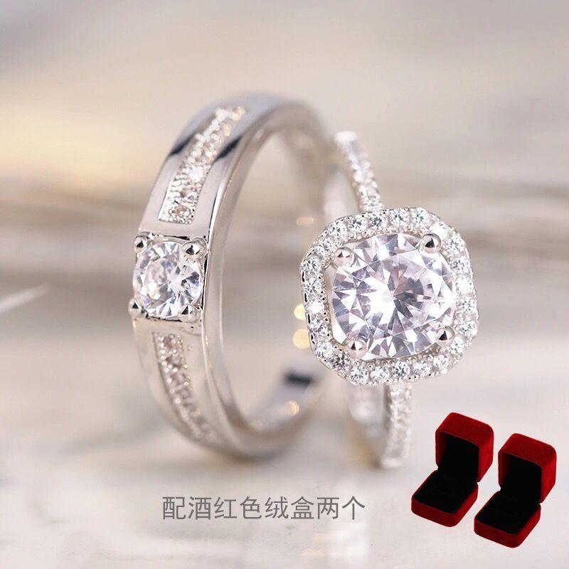 韩版情侣钻戒婚礼道具网红爆款开口戒指结婚对戒高级婚戒奢华礼物