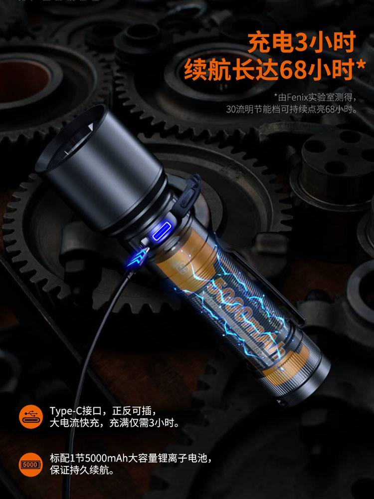 Fenix菲尼克斯C7强光充电手电筒21700电池远射磁吸巡检户外工作灯