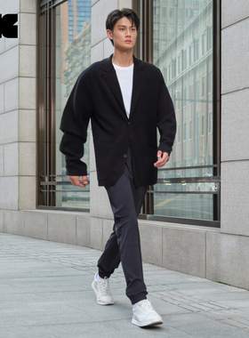 LNG春秋新款四面弹宽松时尚梭织长裤修身拼接休闲裤男装