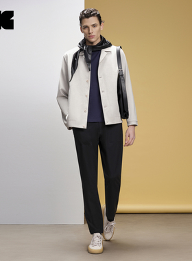 LNG2024早春新款羊毛混纺时尚通勤松紧腰休闲长裤男SHDA006