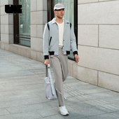 LNG秋季 男装 新款 宽松休闲通勤弹力腰带羊毛混纺梭织长裤