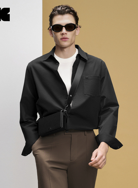 LNG2024早春新款商务通勤高级时尚简约宽松休闲衬衫上衣男SGDA014