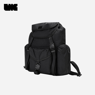 机能风大容量翻盖式 黑色 双肩背包 男女同款 LNG