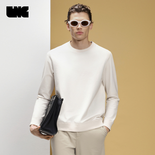 LNG2024早春新款针织混纺罗纹长袖圆领宽松休闲套头卫衣男SCDA004