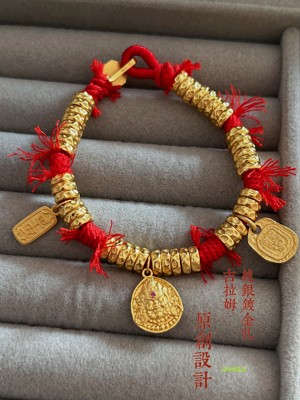 新款纯银S925镀金扎吉拉姆盘缠手链五路财神手链高颜值原创设计款