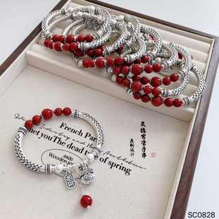 五福临门正品紫金砂本命年国风福袋999足银麦穗弯管手链春节礼物