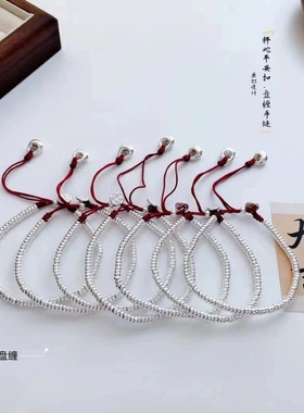 爆款s925银纯银通体银实心银坨坨手链DIY手工饰品送女朋友闺蜜