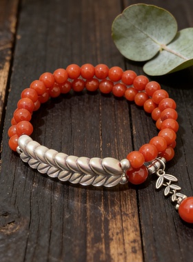 新款足银999麦穗南红手串本命年岁岁平安男女十二生肖纯银手链