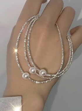 925纯银色碎银子手链施家珍珠2023新款气质高级小众设计手链现货