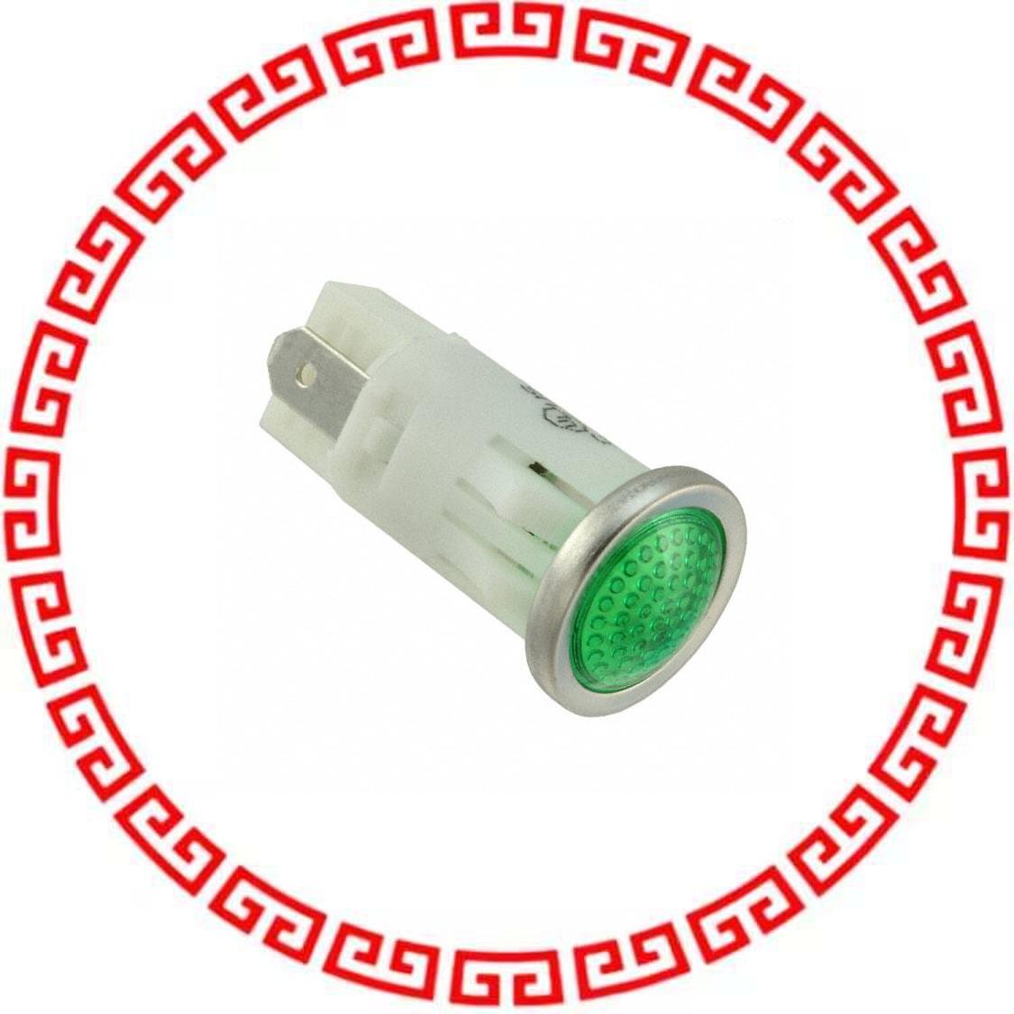1092QD5-12V LED PMI, GREEN, SEMI-DOME, 12V 3