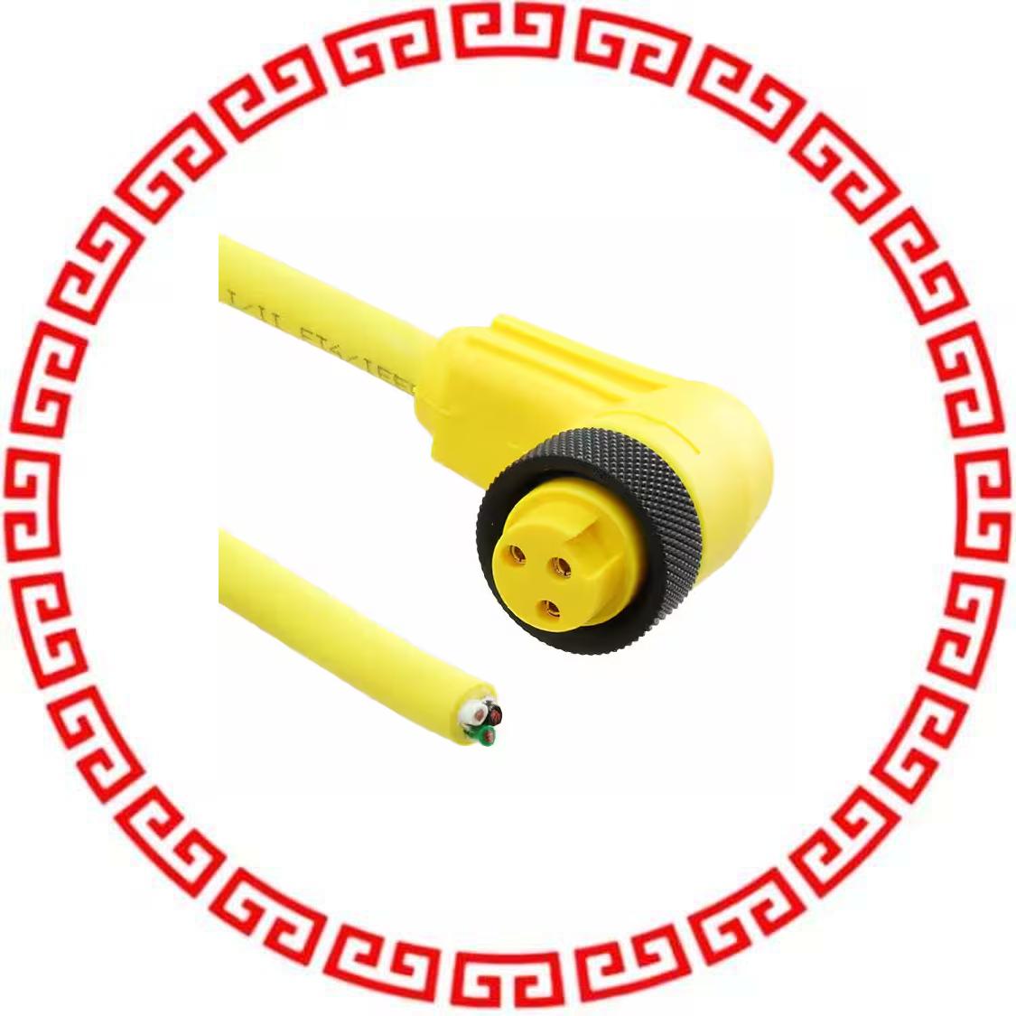 RKW 30-838/3M CBL FMALE RA TO WIRE 3POS 9.84'