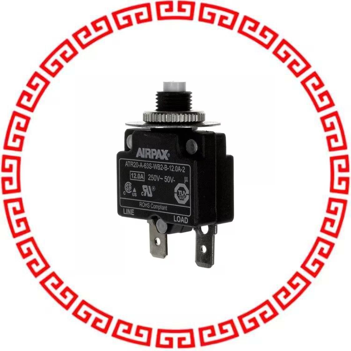 ATR20-A-63S-WB2-B-12.0A-2 CIR BRKR THRM 12A 250V